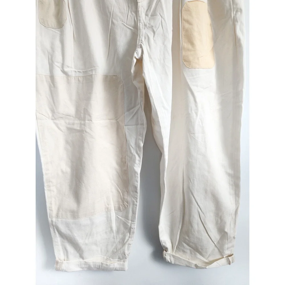 New Pilcro Barrel Pants 30 Patchwork Chino Ivory Relaxed Cotton Anthropologie